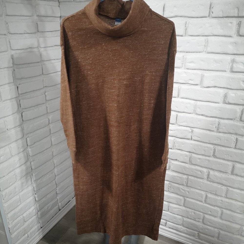 Old Navy Ladies Size Medium Petite Rust & Beige Turtleneck Sweater Dress
